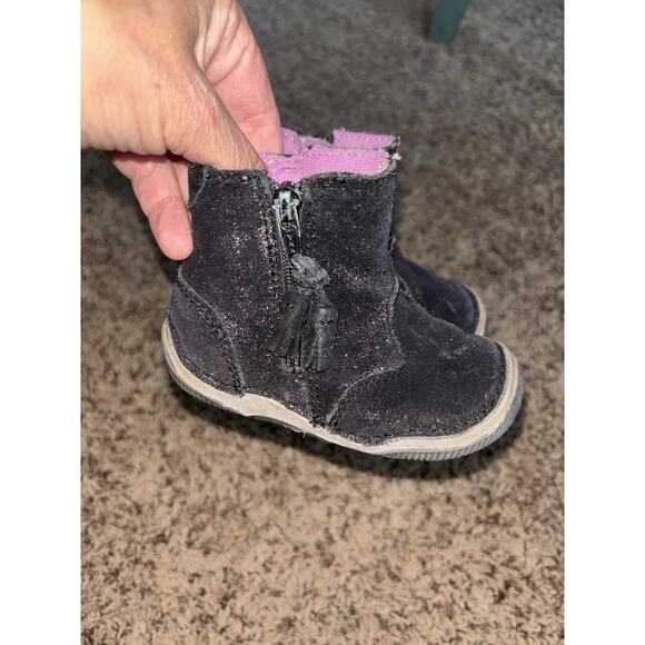 Stride Rite "Zoe" toddler girl sz. 4.5 Wide blk sparkle ankle boot/shoe. Adorabl - Picture 7 of 11